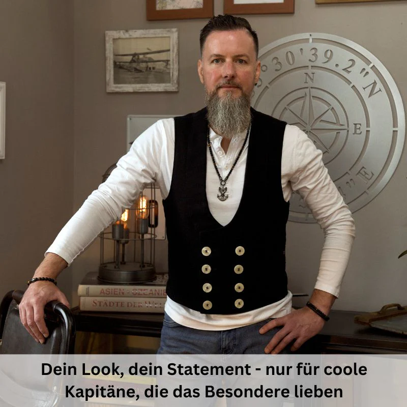 Armband Black Beach (Multistrang) Leder, Edelstahl, Onyx & Tiger-Eye (Kapitän rockt) - Image 4