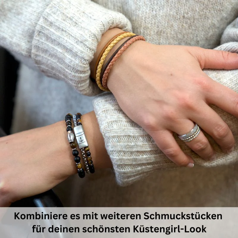 Armband Black Beach (Multistrang) Edelstahl, Onyx & Tiger-Eye (Küstengirls) - Image 3