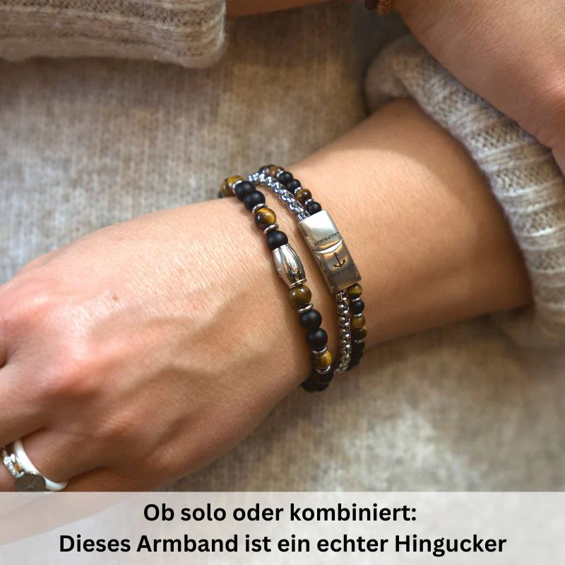 Armband Black Beach Onyx, Tiger-Eye, Edelstahl - Image 3