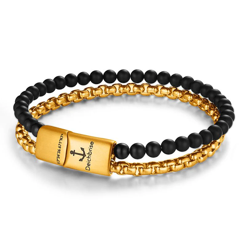 Armband Black Sand (Multistrang) Edelstahl & Onyx - Image 7