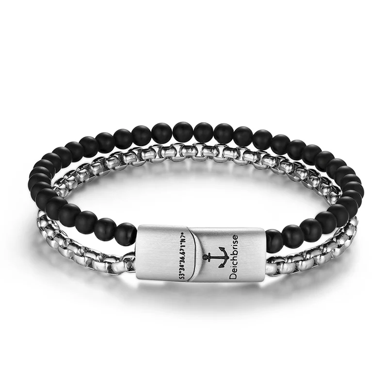 Armband Black Sand (Multistrang) Edelstahl & Onyx - Image 8