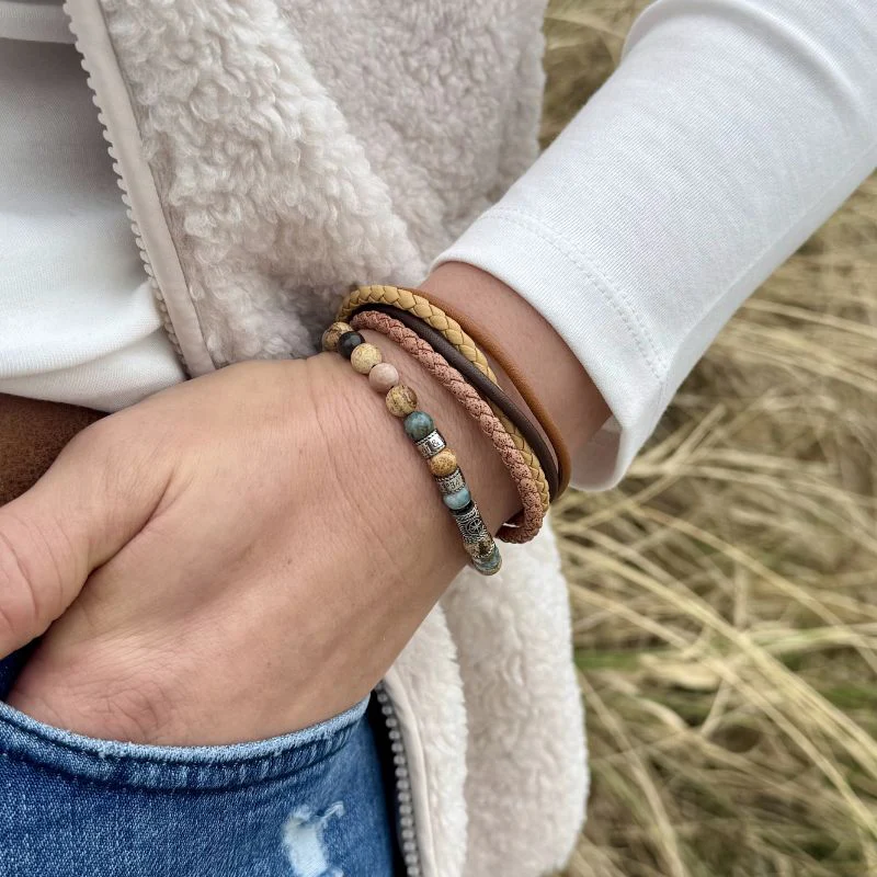 Armband Cala Mendia Edelstahl, Picture Jasper & Apatit - Image 5