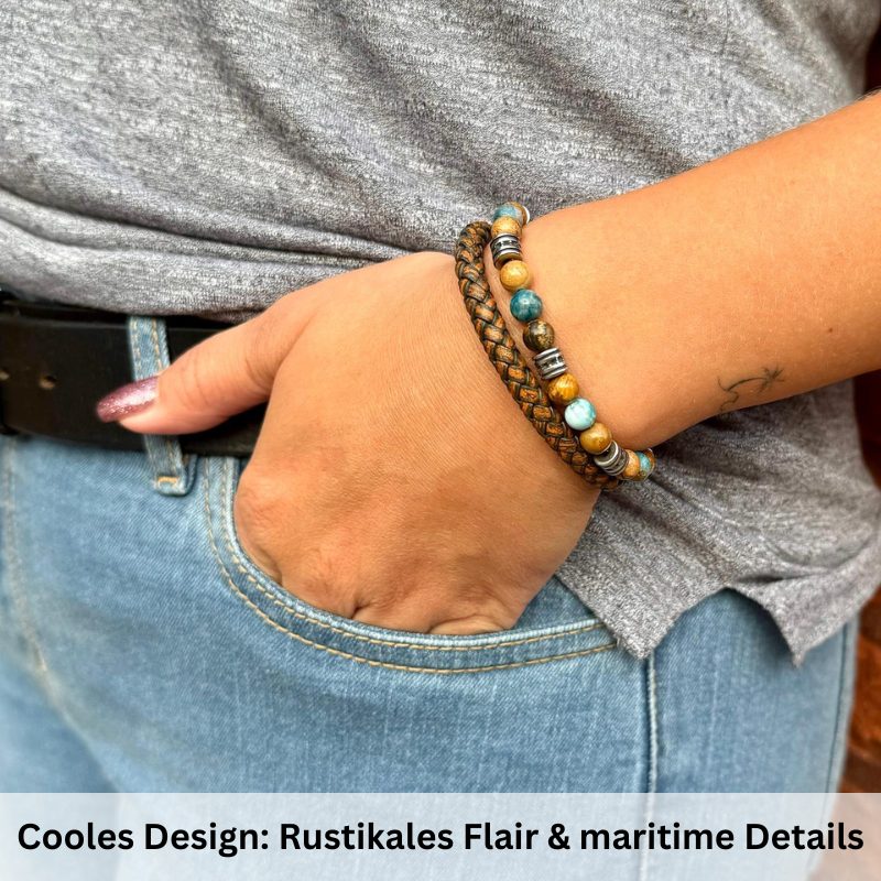 Armband Cala Mendia (Multistrang) Leder, Picture Jasper & Apatit - Image 4