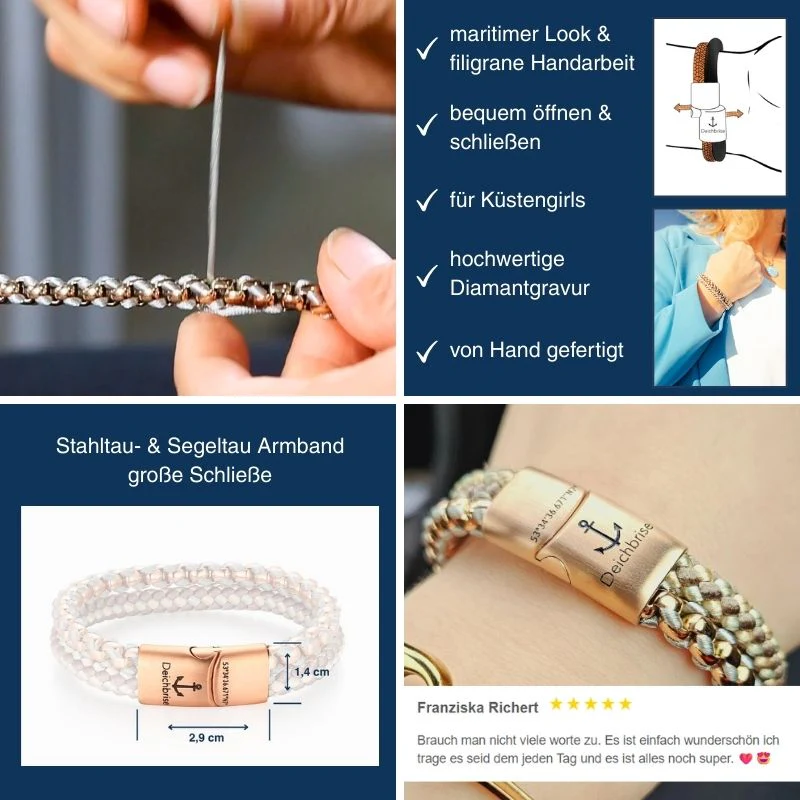Armband Joleen am Sandstrand (Multistrang) Stahl-Tau & Segeltau - Image 5