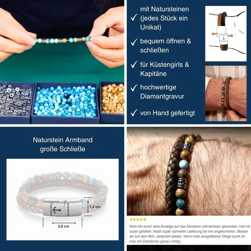 Armband Cala Mendia (Multistrang) Leder, Picture Jasper & Apatit - Image 5