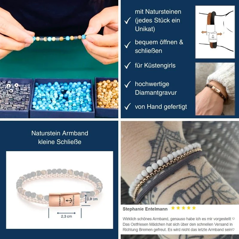 Armband Weisse Düne (Multistrang) Edelstahl, Tau & White-Turquoise - Image 5