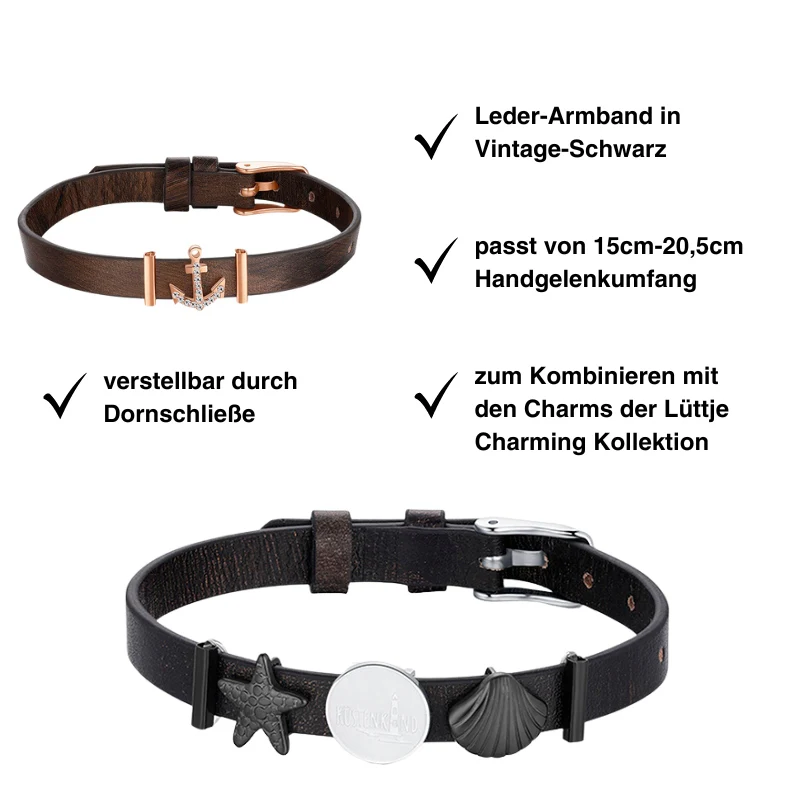 Armband Leder schwarz-vintage (Lüttje-Charming) - Image 3