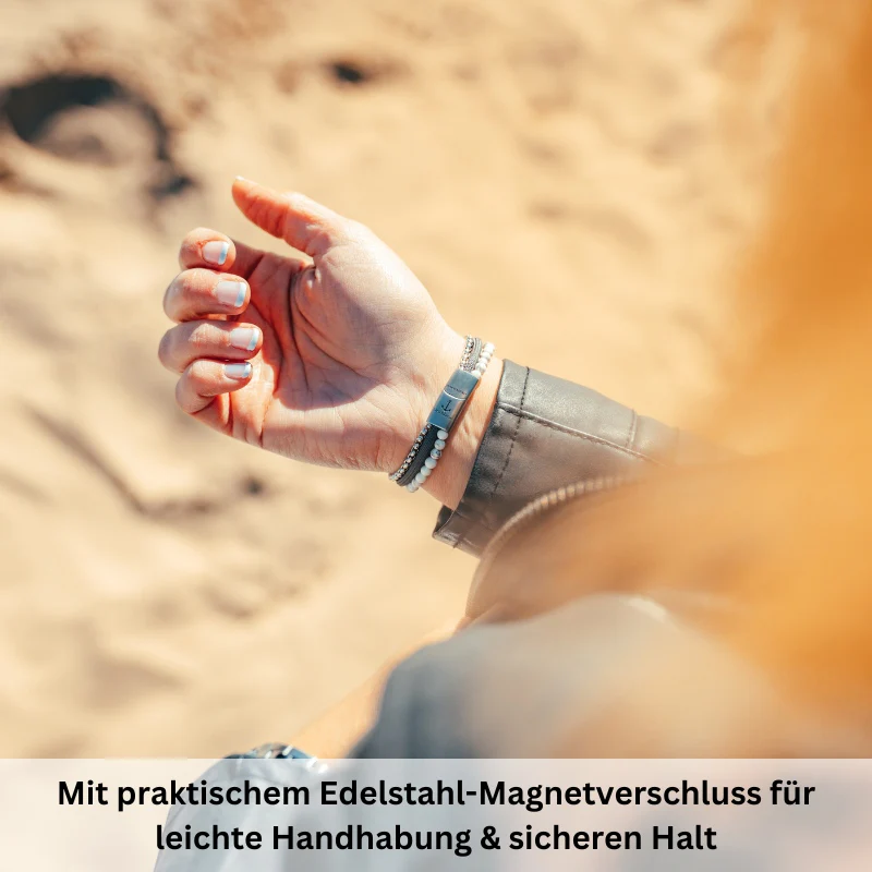 Armband Weisse Düne (Multistrang) Edelstahl, Tau & White-Turquoise - Image 3