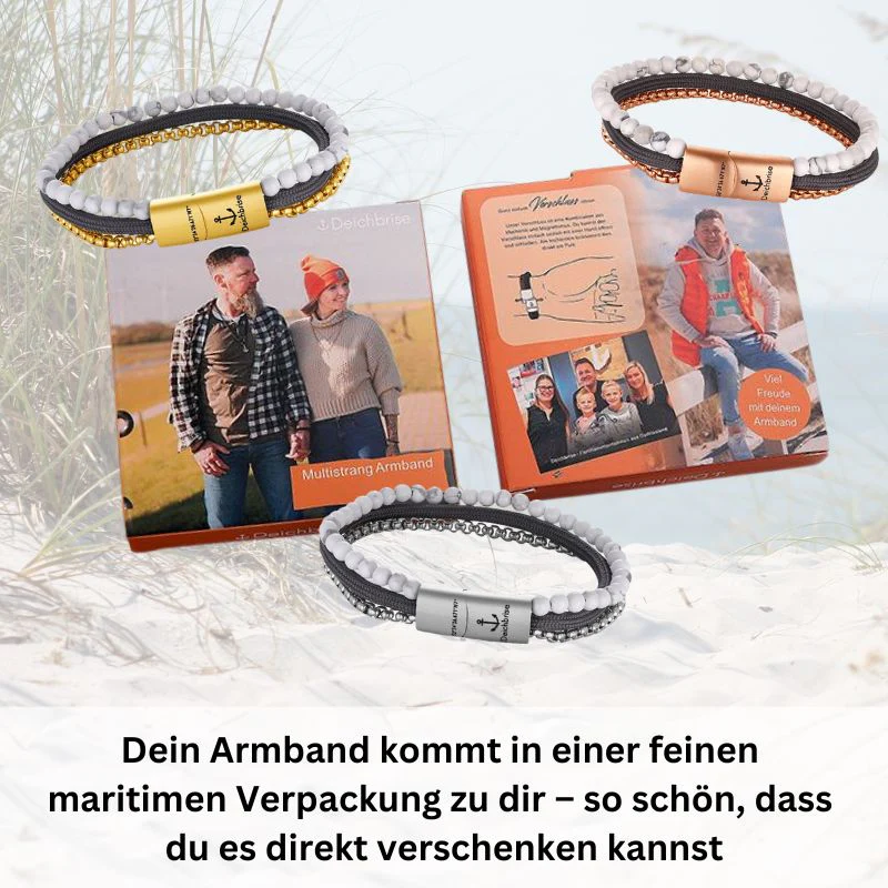 Armband Weisse Düne (Multistrang) Edelstahl, Tau & White-Turquoise - Image 6