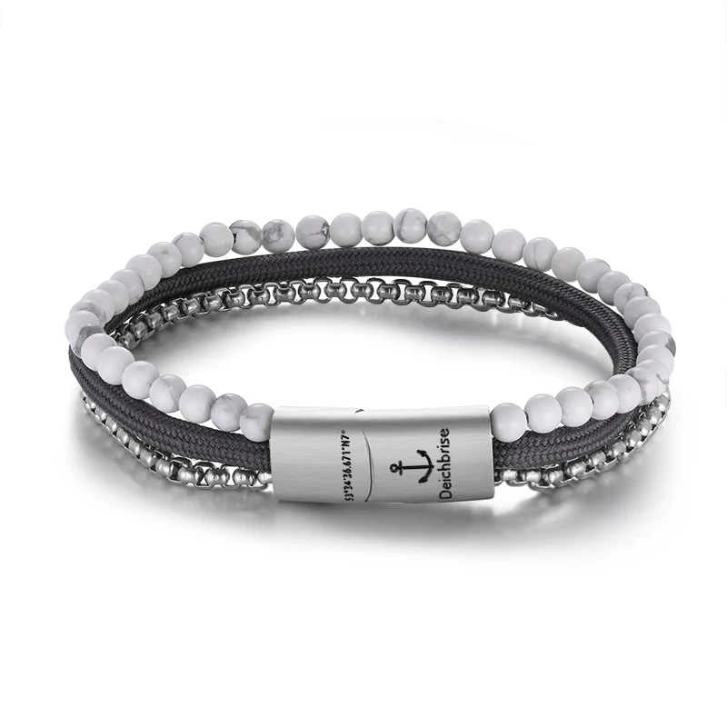 Armband Weisse Düne (Multistrang) Edelstahl, Tau & White-Turquoise - Image 7