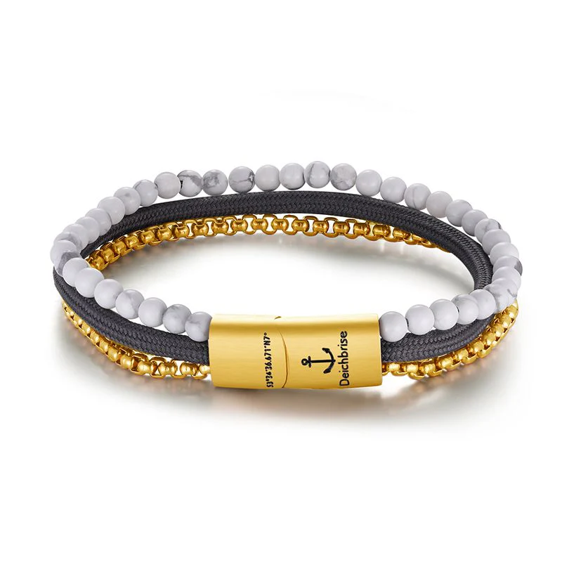 Armband Weisse Düne (Multistrang) Edelstahl, Tau & White-Turquoise - Image 8