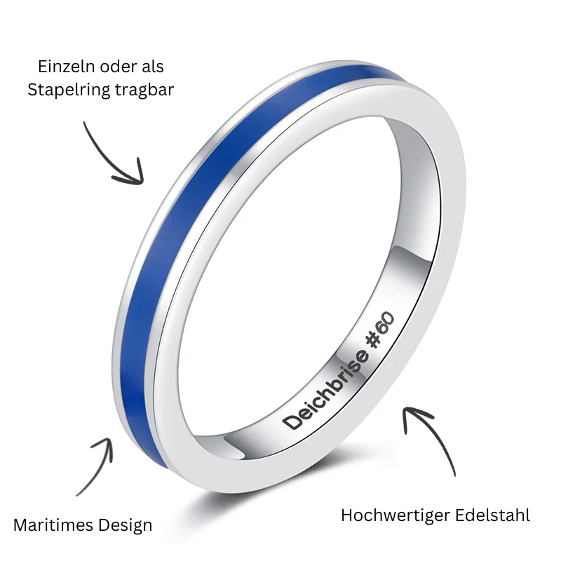 Blauer Enamel-Ring aus Edelstahl (Stapelring) - Image 4