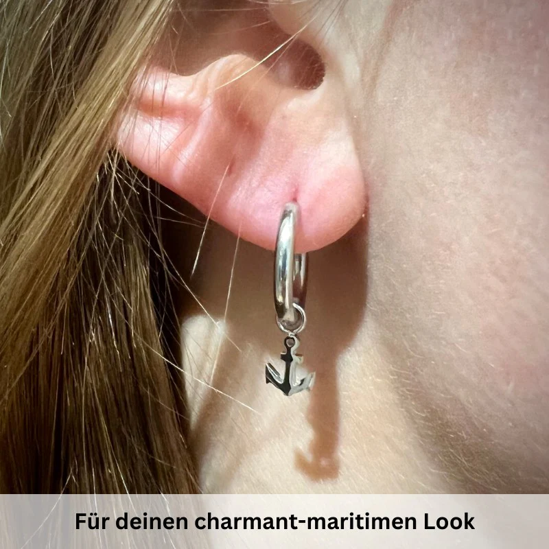 Charm für Ohrringe (Creolen) Anker aus Edelstahl (Paar) - Image 9