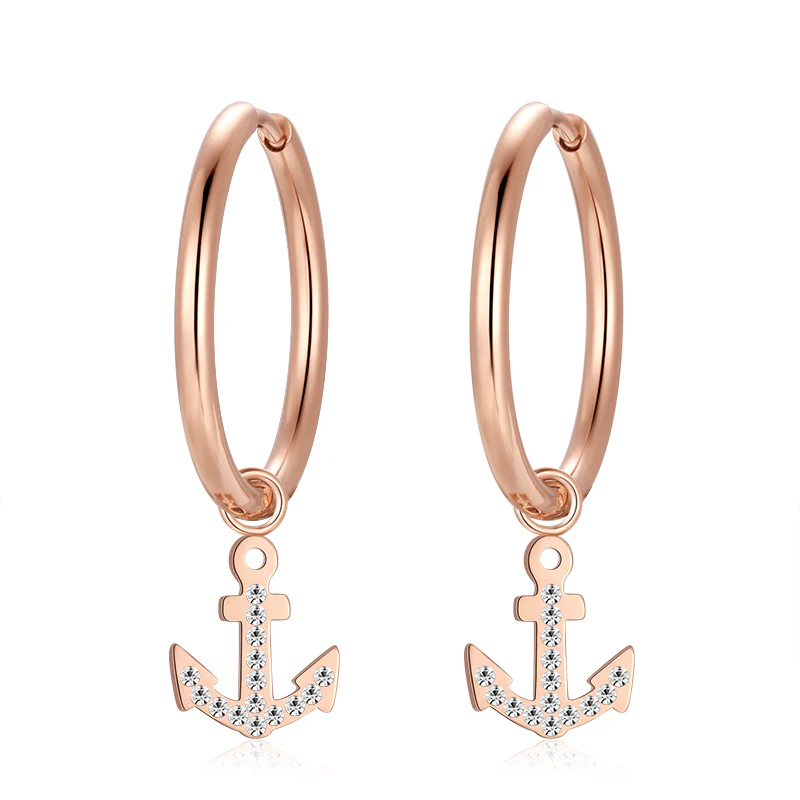 Charm für Ohrringe (Creolen) Anker (groß) aus Edelstahl mit Steinen (Paar) - Image 10