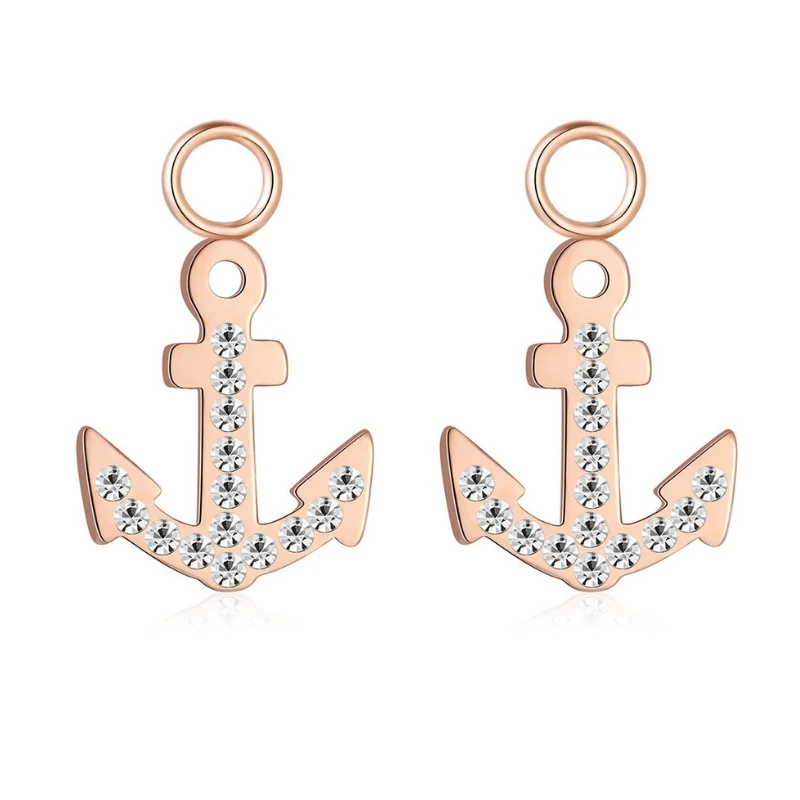 Charm für Ohrringe (Creolen) Anker (groß) aus Edelstahl mit Steinen (Paar) - Image 6