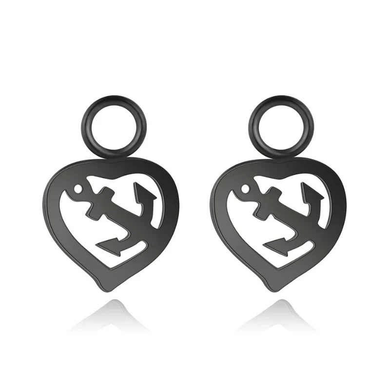 Charm für Ohrringe (Creolen) Ankerliebe aus Edelstahl (Paar) - Image 3