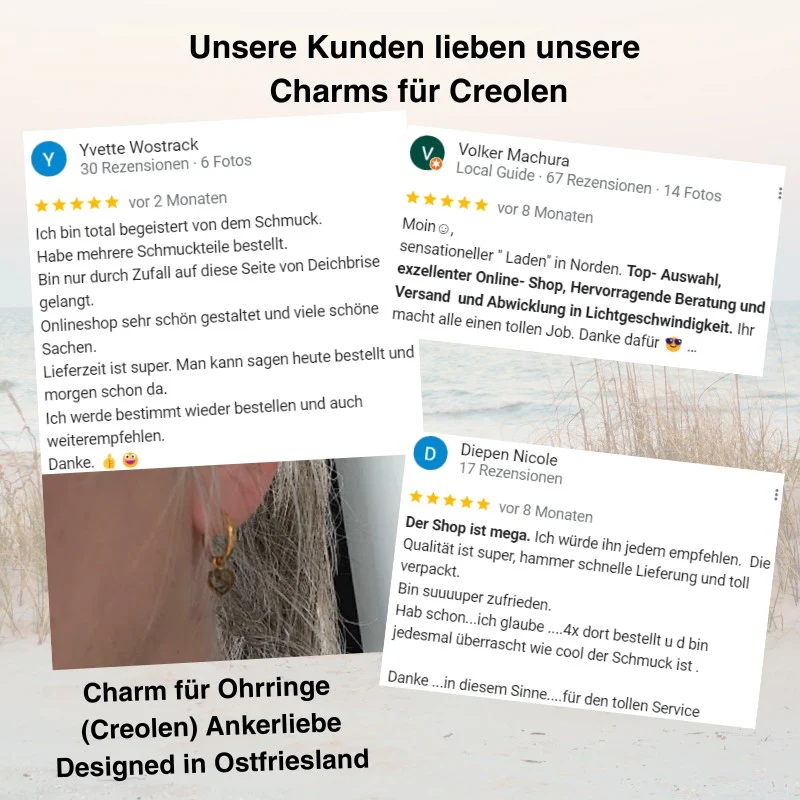 Charm für Ohrringe (Creolen) Ankerliebe aus Edelstahl (Paar) - Image 8