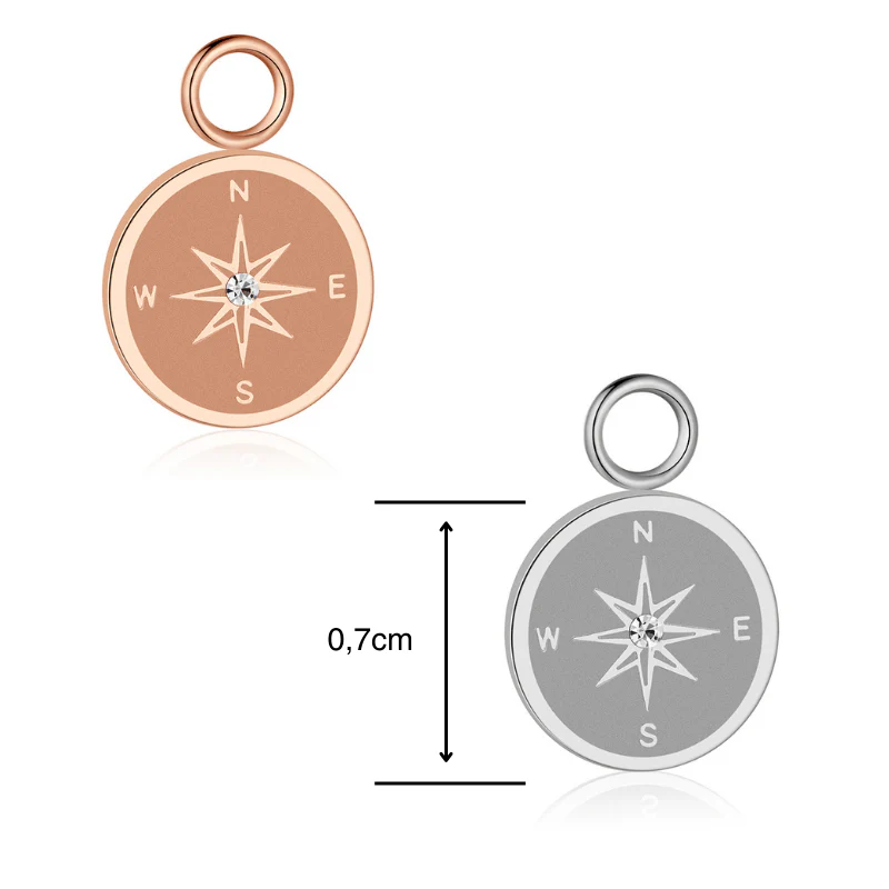 Charm für Ohrringe (Creolen) Kompass (mit Stein) aus Edelstahl (Paar) - Image 4