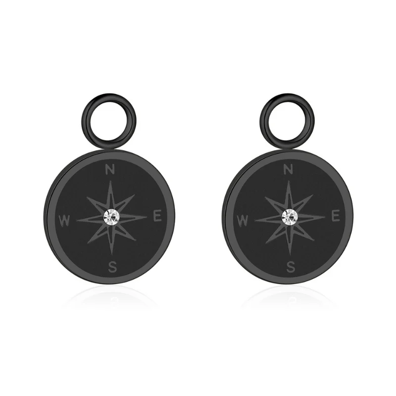 Charm für Ohrringe (Creolen) Kompass (mit Stein) aus Edelstahl (Paar) - Image 9