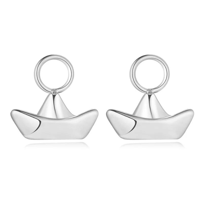 Charm für Ohrringe (Creolen) Papierschiffchen aus Edelstahl (Paar) - Image 7