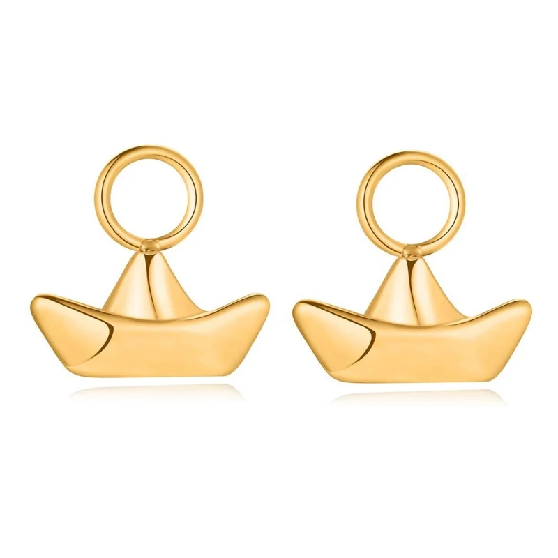 Charm für Ohrringe (Creolen) Papierschiffchen aus Edelstahl (Paar) - Image 8