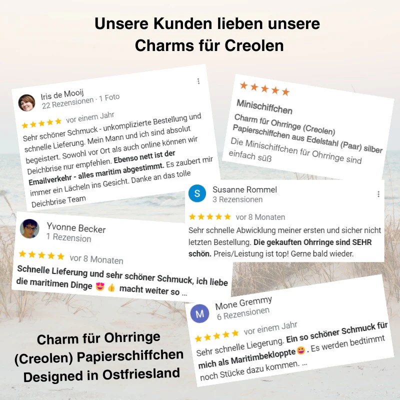 Charm für Ohrringe (Creolen) Papierschiffchen aus Edelstahl (Paar) - Image 9