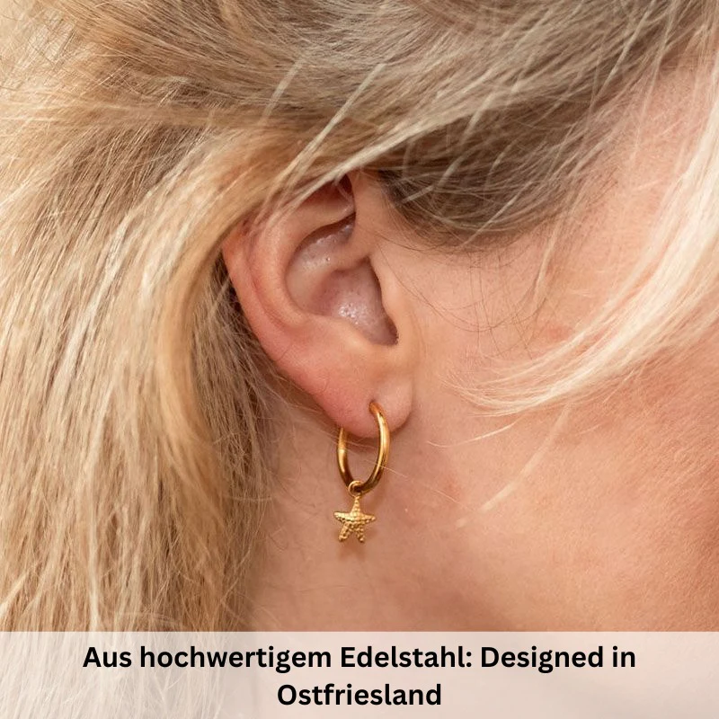 Charm für Ohrringe (Creolen) Seestern aus Edelstahl (Paar) - Image 6