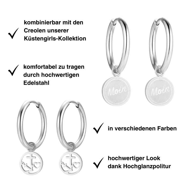 Creolen für Charm Anhänger (mittel | 1,8cm) aus Edelstahl (Paar) - Image 3