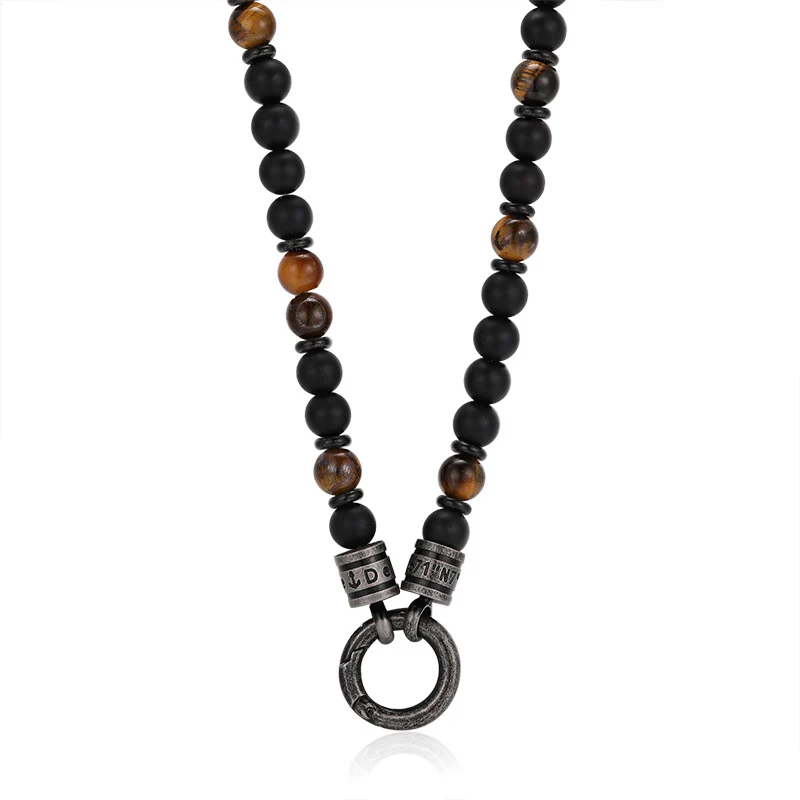 Kette Black Beach (6mm) mit Onyx, Tiger-Eye und Edelstahl-Beads (mit Rund-Karabiner) - Image 5