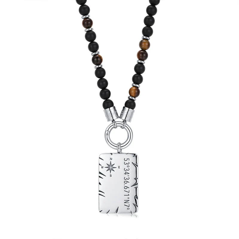 Kette Black Beach (6mm) mit Onyx, Tiger-Eye und Edelstahl-Beads (mit Rund-Karabiner) - Image 9