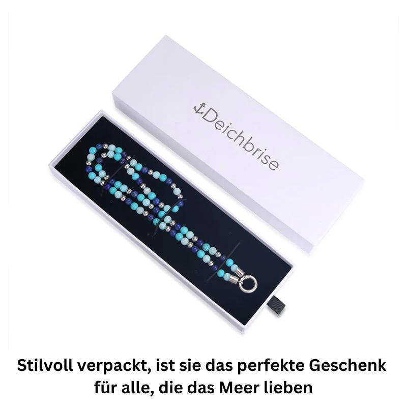 Kette Blue Playa mit Turquoise, Amazonit Jade, Lapis Lazuli und Edelstahl-Beads (mit Rund-Karabiner) - Image 7