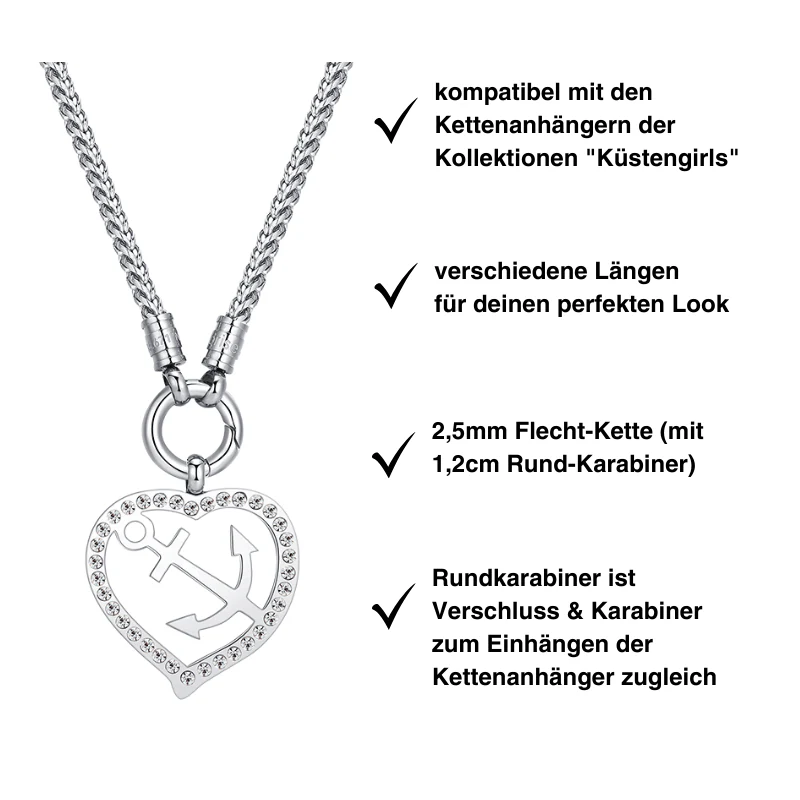 Kette Dünengeflecht 2,5mm (mit Rund-Karabiner) aus Edelstahl - Image 3