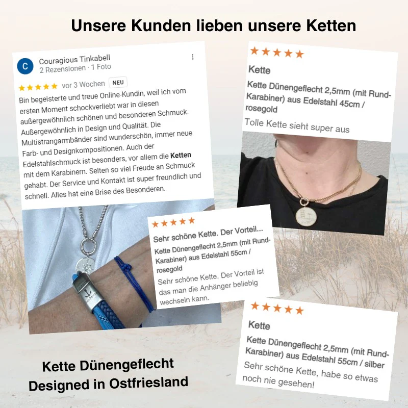 Kette Dünengeflecht 2,5mm (mit Rund-Karabiner) aus Edelstahl - Image 6
