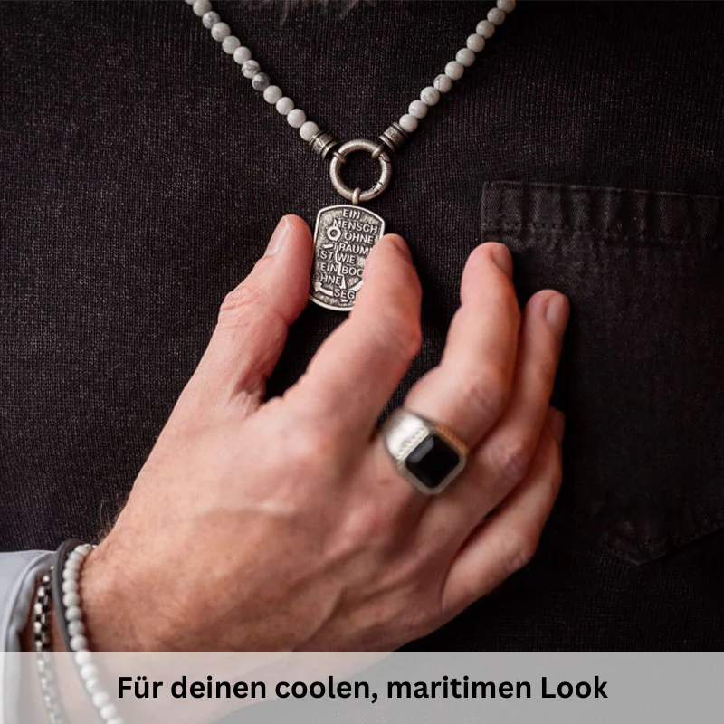 Kette Weisse Düne (mit Rund-Karabiner) aus Edelstahl & White-Turquoise-Beads - Image 5