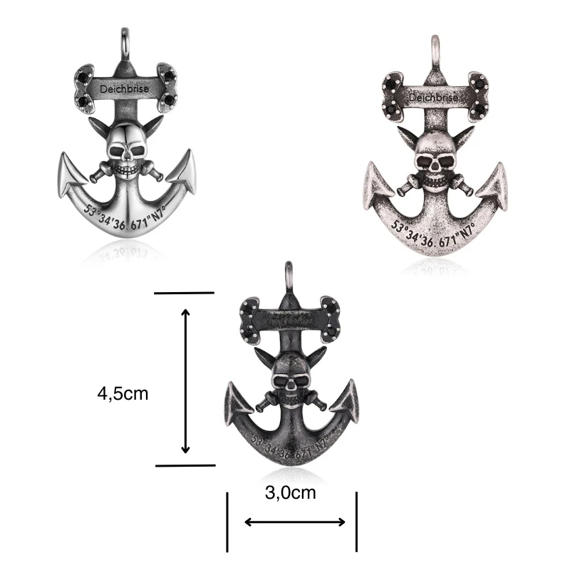 Kettenanhänger Big Anker mit Totenkopf aus Edelstahl - Image 5