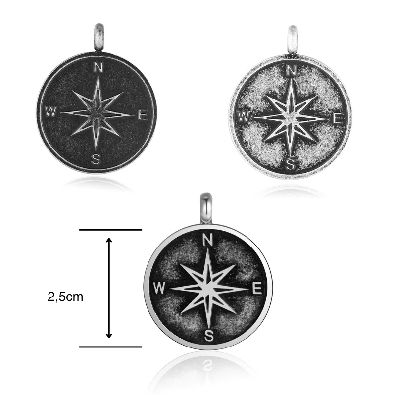 Kettenanhänger Kompass aus Edelstahl - Image 4