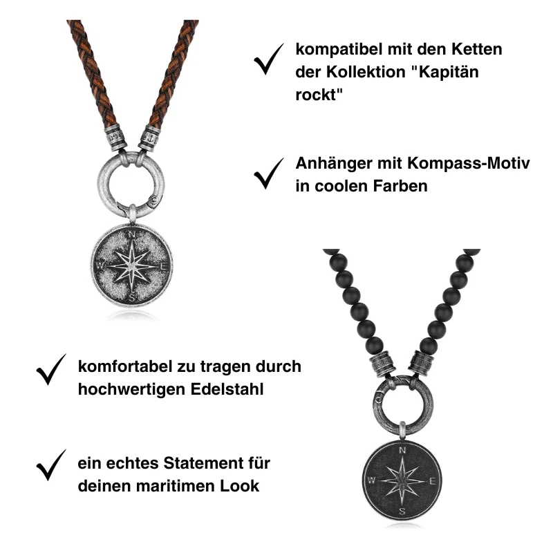 Kettenanhänger Kompass aus Edelstahl - Image 5