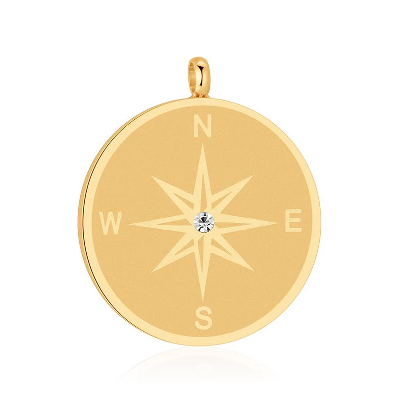 Kettenanhänger Kompass (groß) aus Edelstahl mit Stein - Image 8