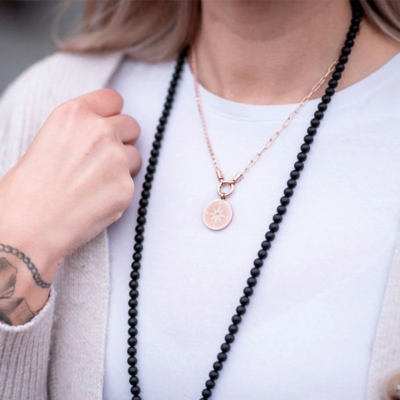 Kettenanhänger Kompass (klein) aus Edelstahl mit Stein - Image 3