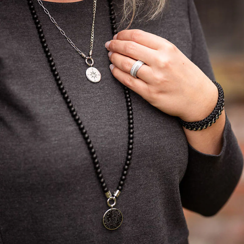 Kettenanhänger Kompass (klein) aus Edelstahl mit Stein - Image 4