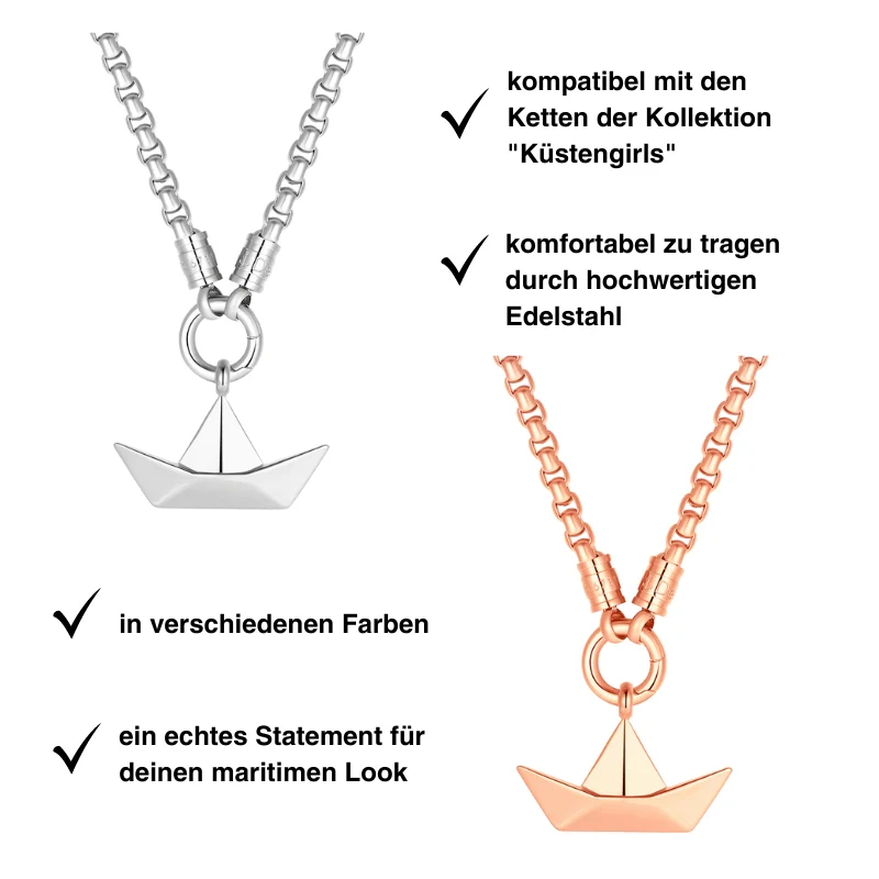 Kettenanhänger Papierschiffchen (groß) aus Edelstahl - Image 5