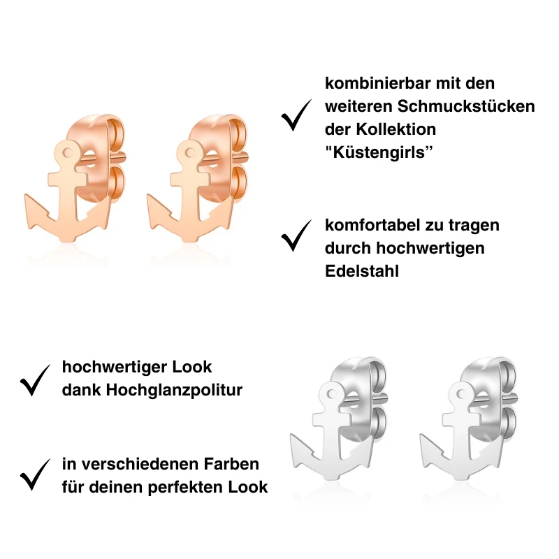 Ohrstecker Anker aus Edelstahl - Image 3