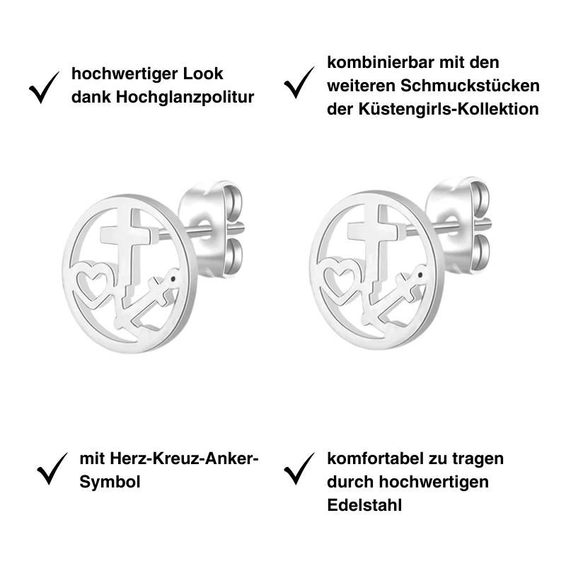 Ohrstecker Glaube Liebe Hoffnung aus Edelstahl - Image 3