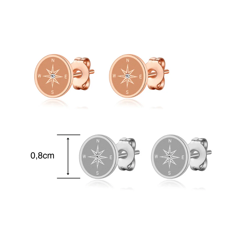 Ohrstecker Kompass (mit Stein) aus Edelstahl - Image 3