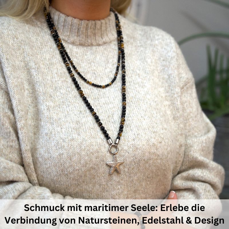 Kette Black Beach (6mm) mit Onyx, Tiger-Eye und Edelstahl-Beads (mit Rund-Karabiner) - Image 4