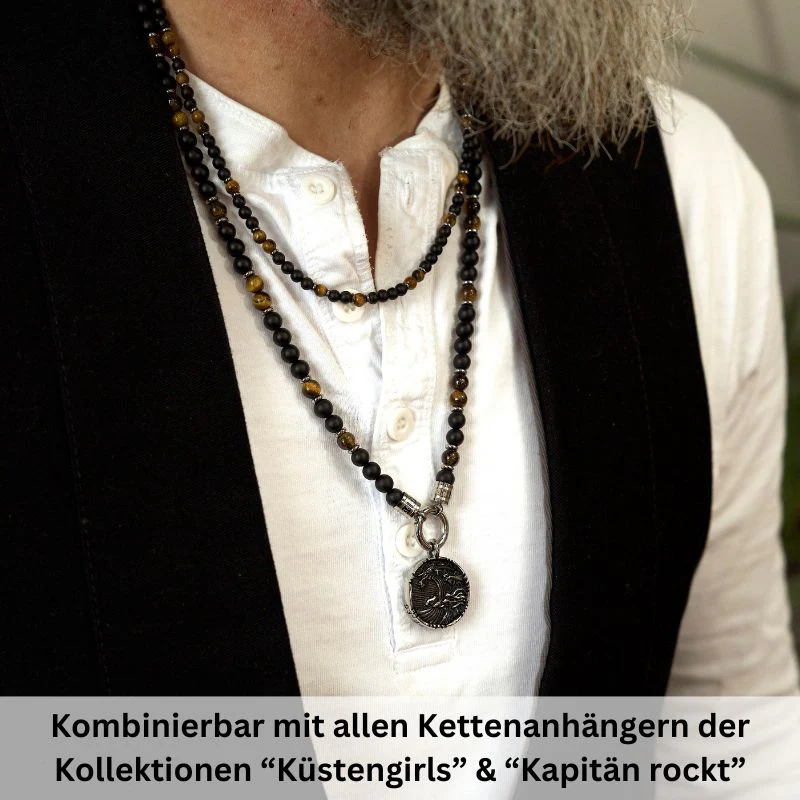 Kette Black Beach (6mm) mit Onyx, Tiger-Eye und Edelstahl-Beads (mit Rund-Karabiner) - Image 6