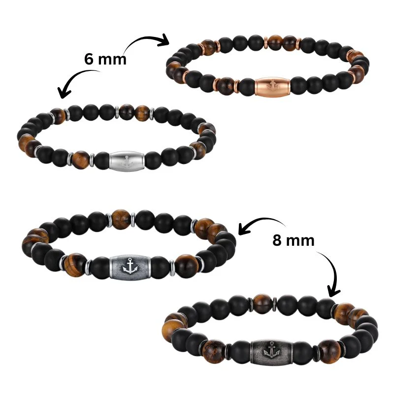 Armband Black Beach Onyx, Tiger-Eye, Edelstahl - Image 4