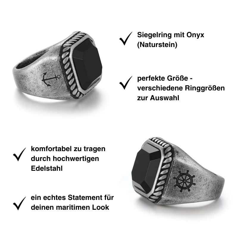 Siegelring Seeräuber (Onyx/Sodalith und Edelstahl) - Image 4