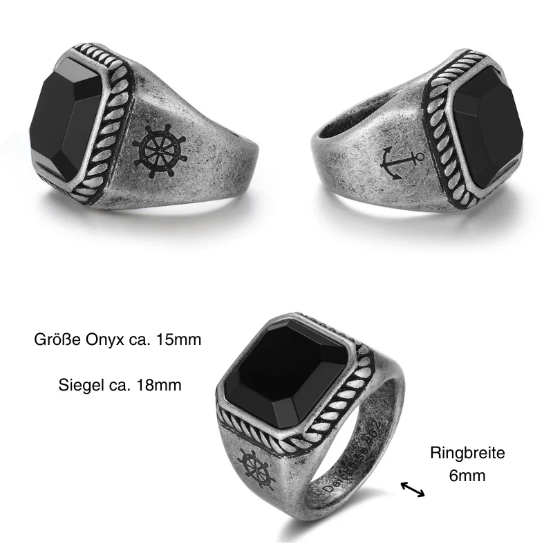 Siegelring Seeräuber (Onyx/Sodalith und Edelstahl) - Image 8