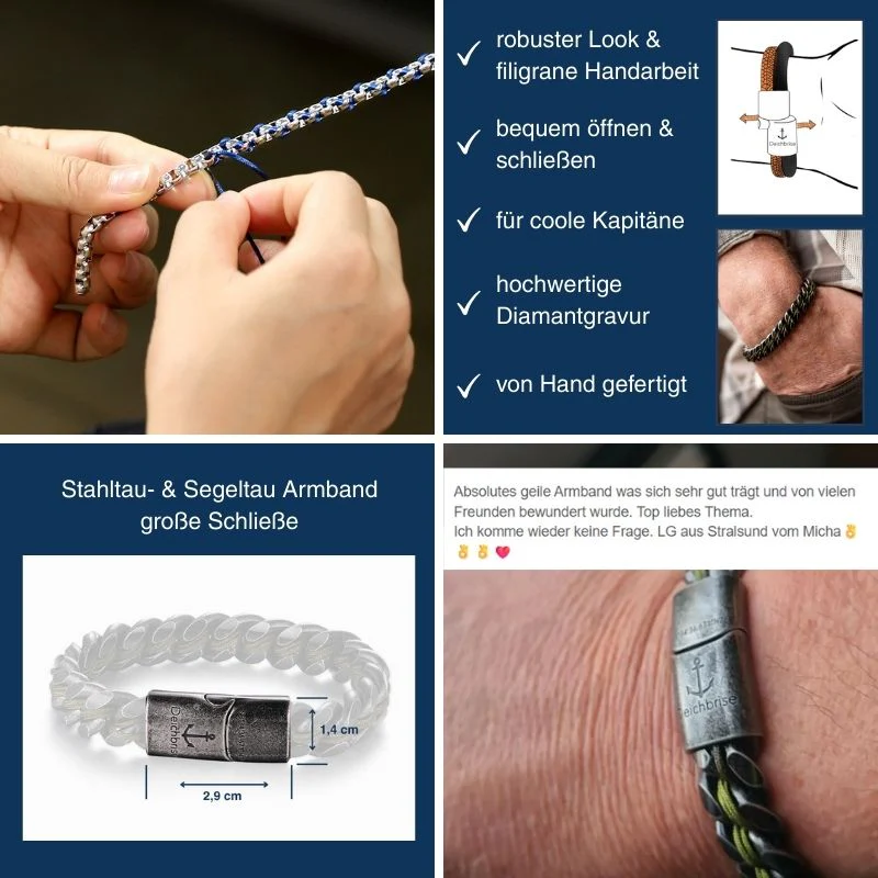 Stahltau Armband Green Sea (black-vintage) - Image 5